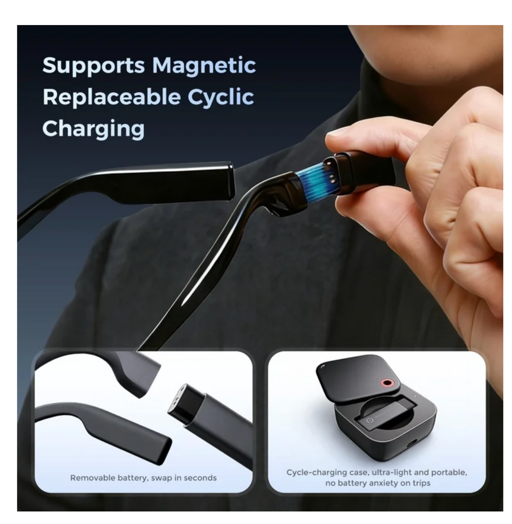 AI Smart Glasses with AR Display, 15 Languages, Real-Time Translation and Invisible Teleprompter, Bluetooth for Travel, Business, and Speaking (Unisex)