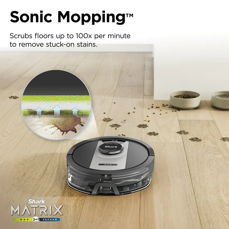 Matrix Shark 2-in-1 Robot Vacuum and Mop with No-Miss Spot Cleaning on Carpets and Hard Floors, Home Mapping, RV2400WD