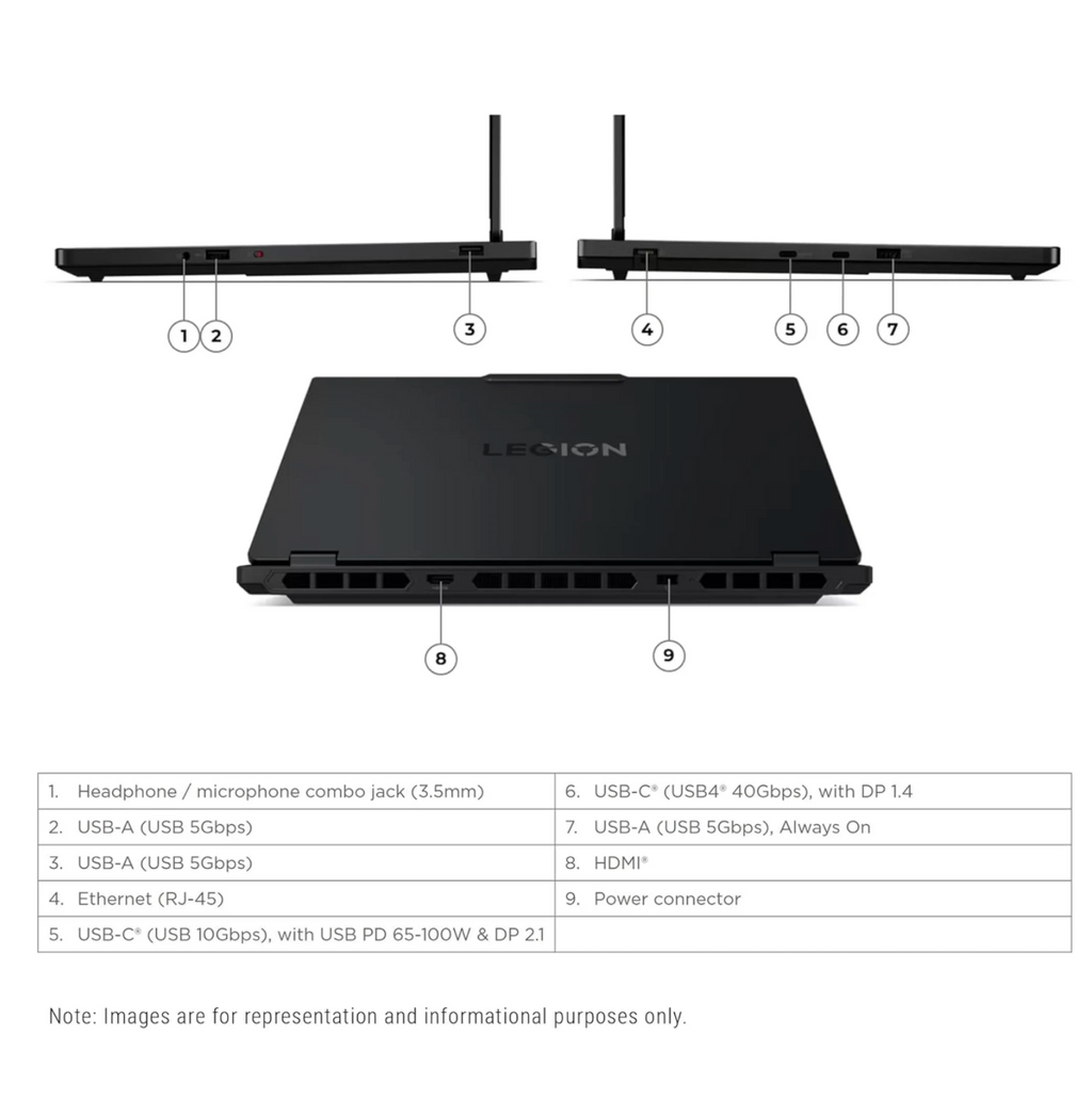 Lenovo Legion 5i Laptop for Gamer, Intel i9-14900HX, 64 GB DDR5 RAM, 4 TB PCIe SSD, 15.1" WQXGA (2560x1600) 165Hz, Nvidia G-Force RTX 5070, 24-Zone RGB Keyboard, W11 Home, Black + Traix Mouse Pad