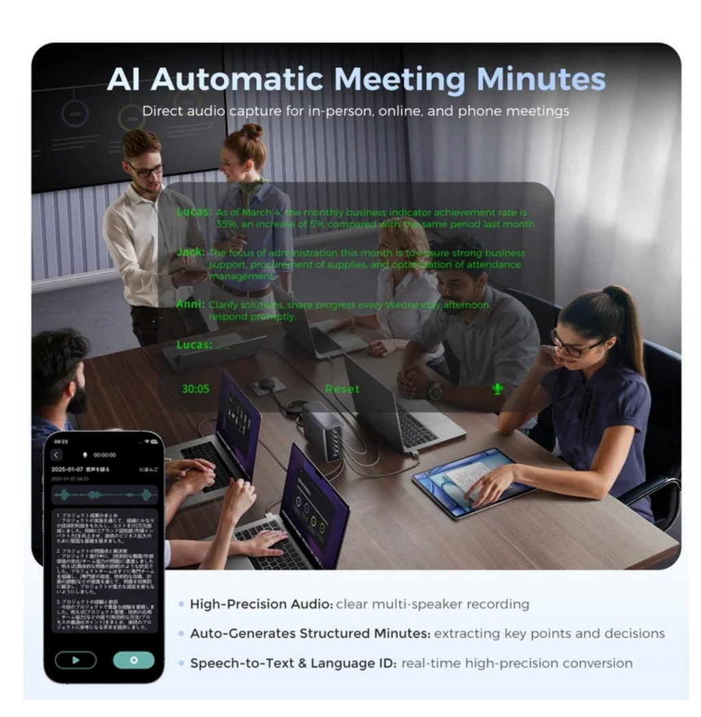 AI Smart Glasses with AR Display, 15 Languages, Real-Time Translation and Invisible Teleprompter, Bluetooth for Travel, Business, and Speaking (Unisex)