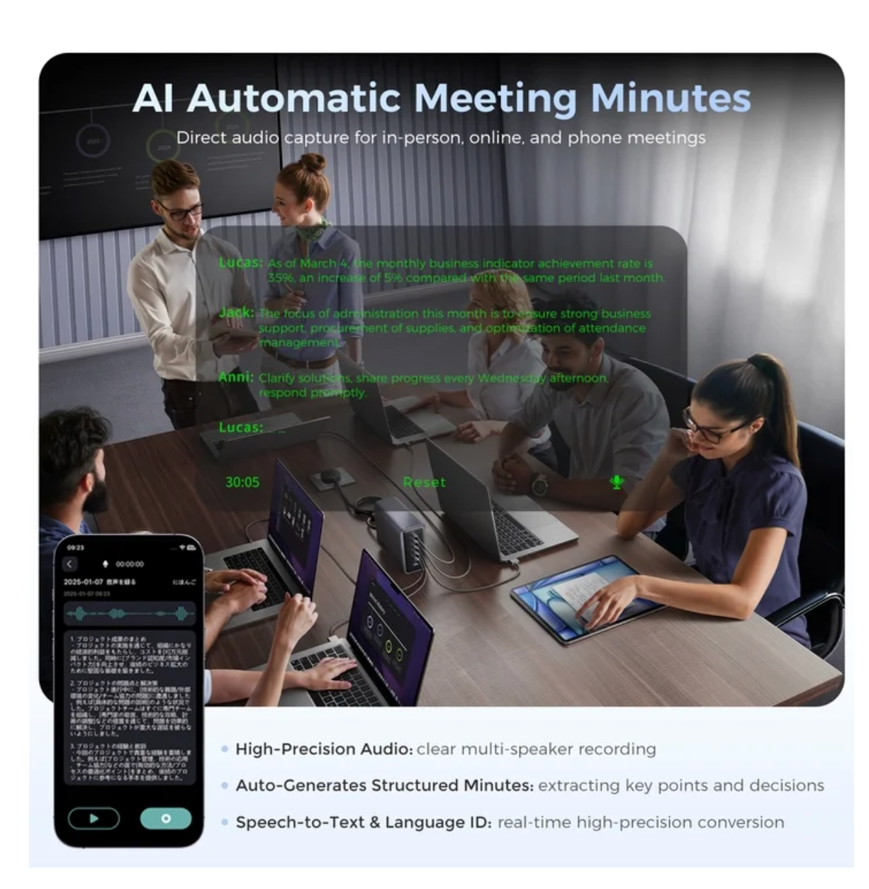 AI Smart Glasses with AR Display, 15 Languages, Real-Time Translation and Invisible Teleprompter, Bluetooth for Travel, Business, and Speaking (Unisex)