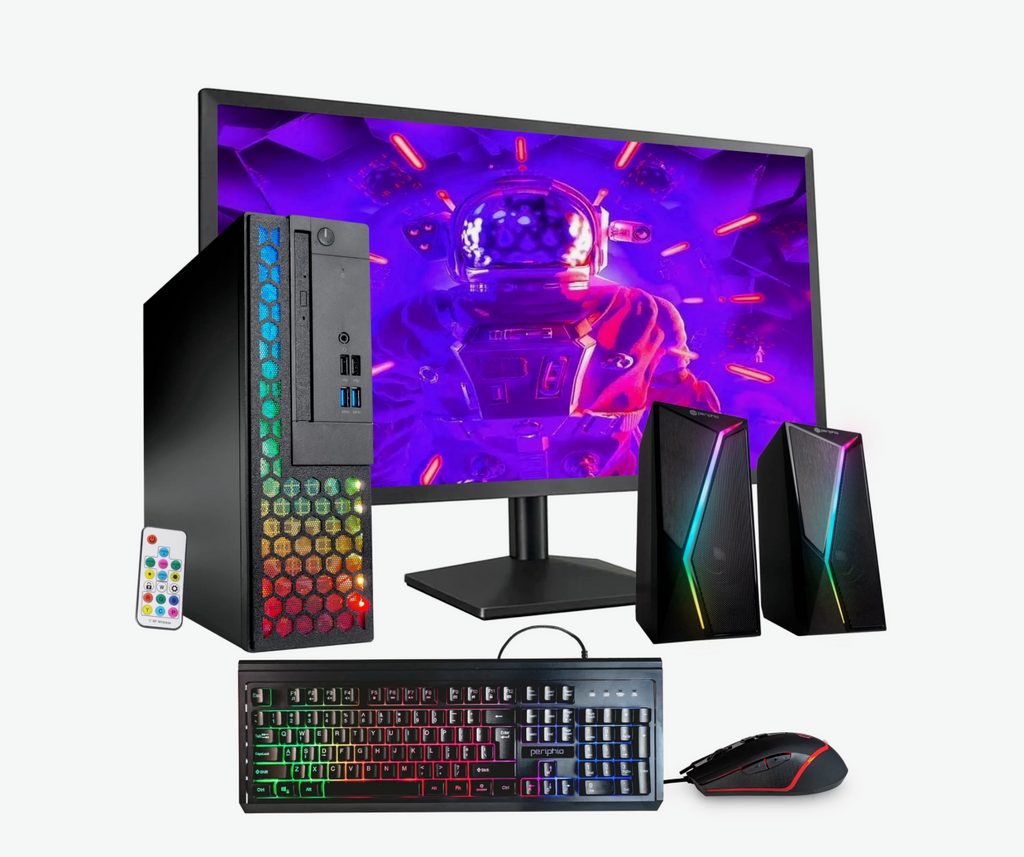 Dell RGB Desktop Computer - Intel i5 Hexagonal Core (3.2) / 16GB DDR4 RAM / 500GB SSD / Windows 11 Pro / 24in LCD Monitor / Home or Office PC