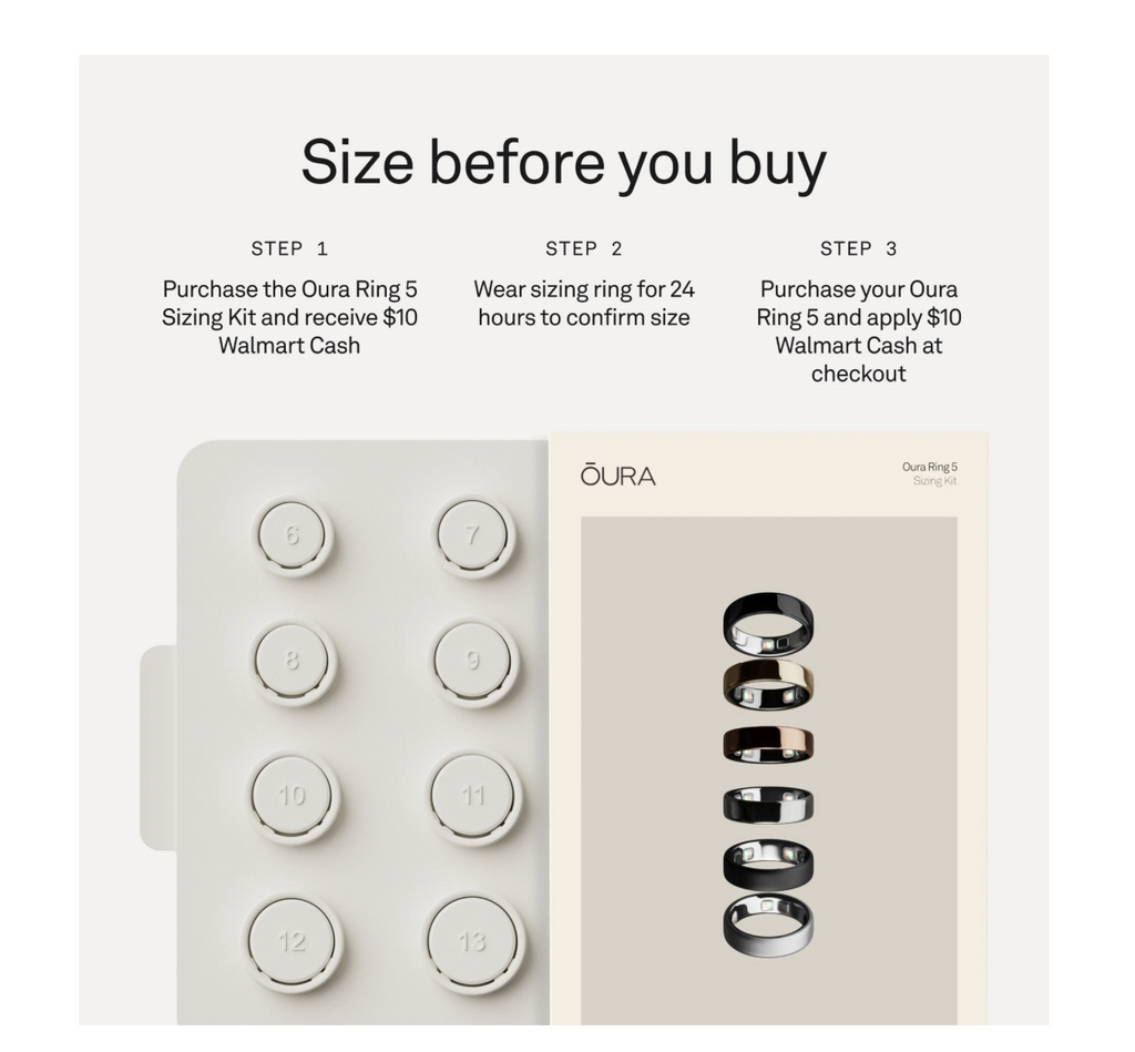 Oura Ring 5 - Black - Size 10 - the Smallest Smart Ring in the World - Sleep, Activity, Women's Health, AI Advisor, 1 Week Battery Life, Choose the Size Before You Buy, Compatible with Android and iOS