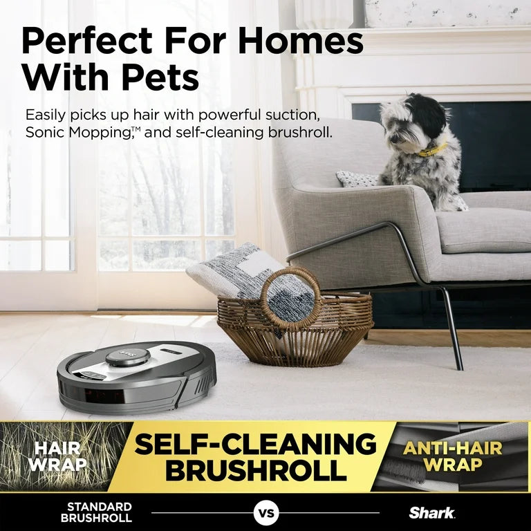 Matrix Shark 2-in-1 Robot Vacuum and Mop with No-Miss Spot Cleaning on Carpets and Hard Floors, Home Mapping, RV2400WD