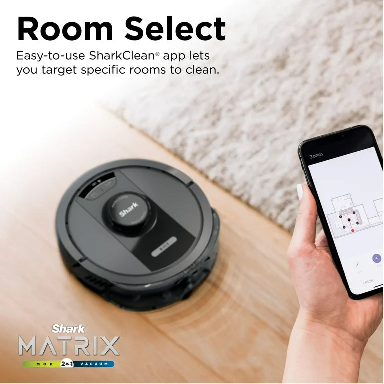 Shark Matrix™ Self-Emptying Robot Vacuum and Mop, 30-Day Bagless Capacity Base, Precision Home Mapping, Perfect for Pet Hair, Wi-Fi, RV2400WS 