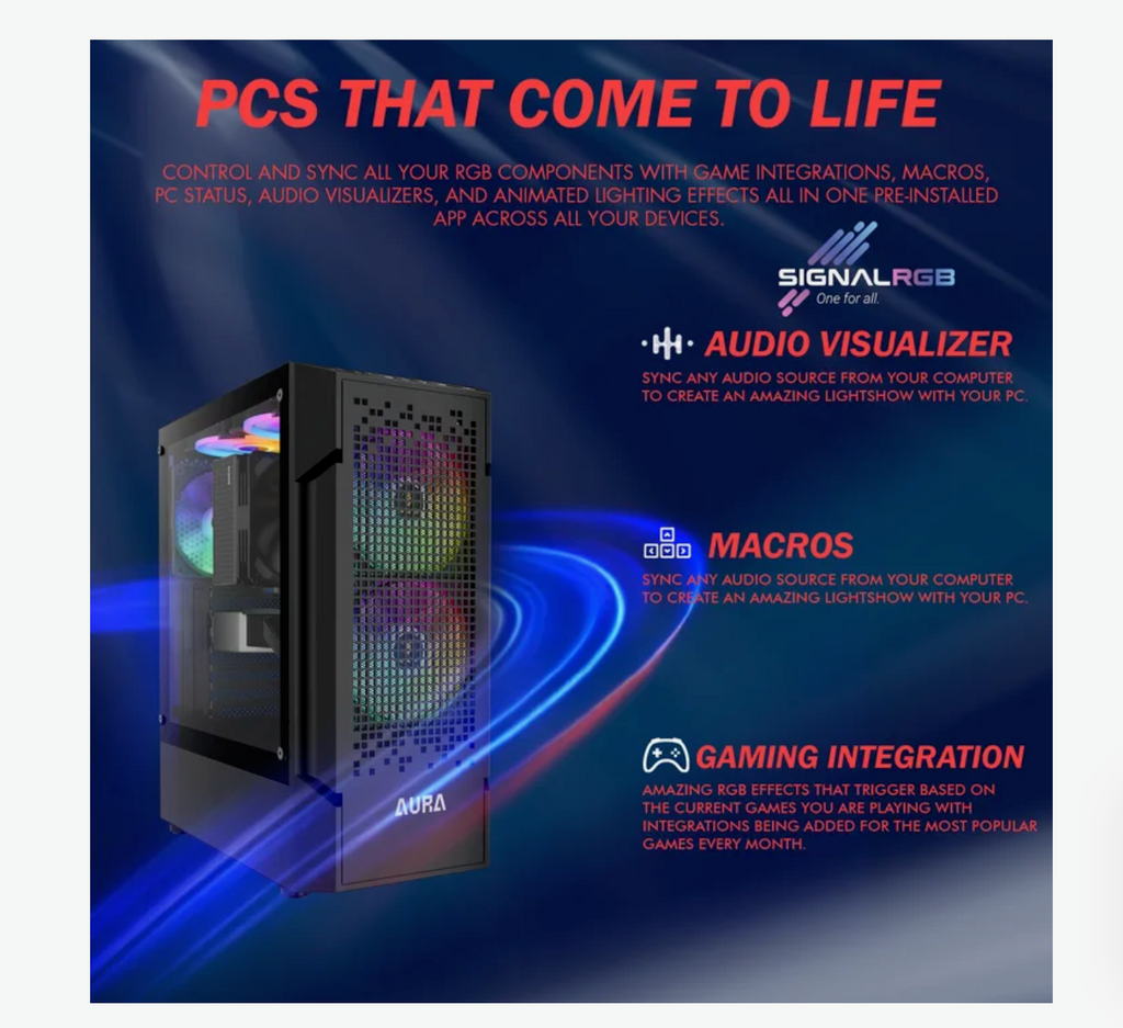 Gigatech Gaming Apollo 7 Desktop Pack for PC Gamer - Ryzen 5 5500, RTX 5050, 16GB DDR4, 512GB SSD, RGB, Windows 11, Wi-Fi, Monitor.