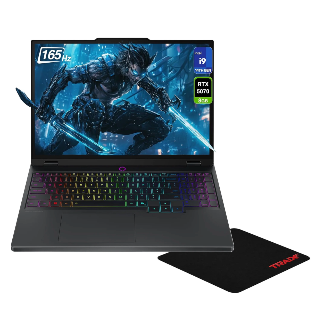 Lenovo Legion 5i Laptop for Gamer, Intel i9-14900HX, 64 GB DDR5 RAM, 4 TB PCIe SSD, 15.1" WQXGA (2560x1600) 165Hz, Nvidia G-Force RTX 5070, 24-Zone RGB Keyboard, W11 Home, Black + Traix Mouse Pad