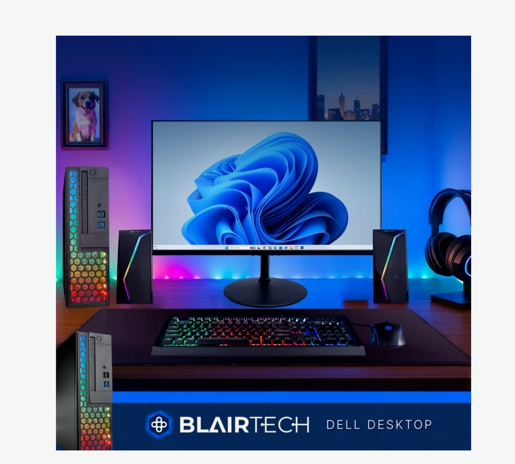 Dell RGB Desktop Computer - Intel i5 Hexagonal Core (3.2) / 16GB DDR4 RAM / 500GB SSD / Windows 11 Pro / 24in LCD Monitor / Home or Office PC