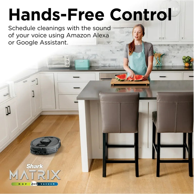 Shark Matrix™ Self-Emptying Robot Vacuum and Mop, 30-Day Bagless Capacity Base, Precision Home Mapping, Perfect for Pet Hair, Wi-Fi, RV2400WS 