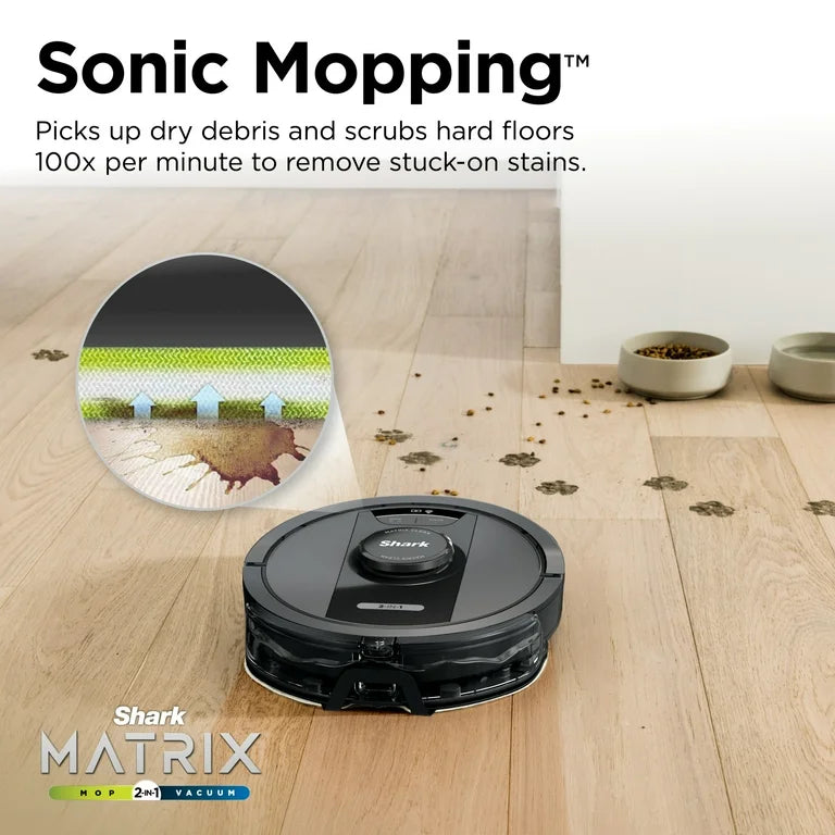 Shark Matrix™ Self-Emptying Robot Vacuum and Mop, 30-Day Bagless Capacity Base, Precision Home Mapping, Perfect for Pet Hair, Wi-Fi, RV2400WS 