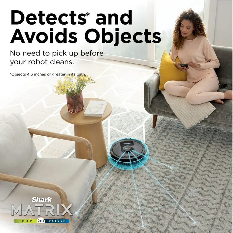 Shark Matrix™ Self-Emptying Robot Vacuum and Mop, 30-Day Bagless Capacity Base, Precision Home Mapping, Perfect for Pet Hair, Wi-Fi, RV2400WS 