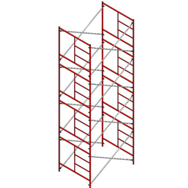 Build Frames 4-Tier Steel Scaffold Assembly 20' H x 5.14' L with 9800 lb Capacity