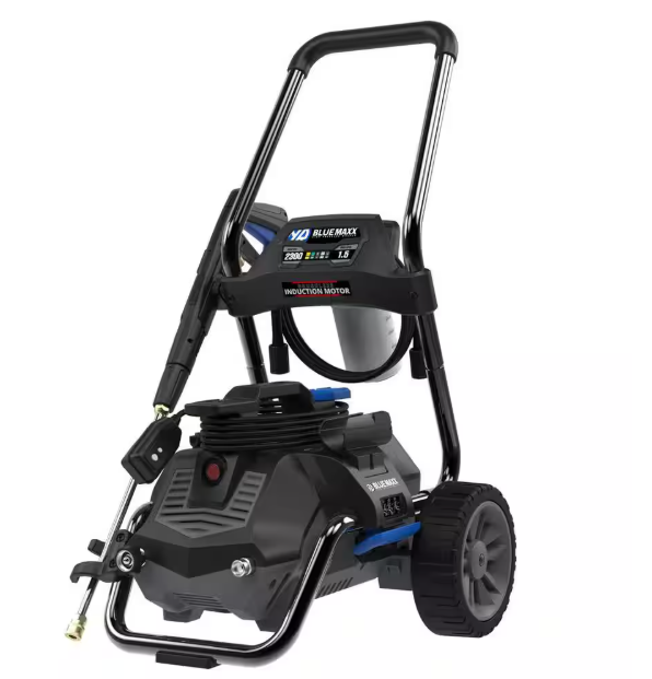 BM2300B 2300 PSI 1.5 GPM Cold Water Electric Pressure Washer, 2-in-1 Design with 2-Wheel Cart and Induction Motor