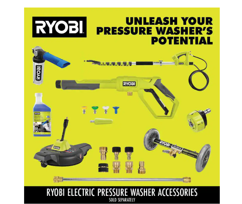 3000 PSI, 1.1 GPM Cold Water Electric Pressure Washer and 12-Inch Surface Cleaner with Caster Wheels