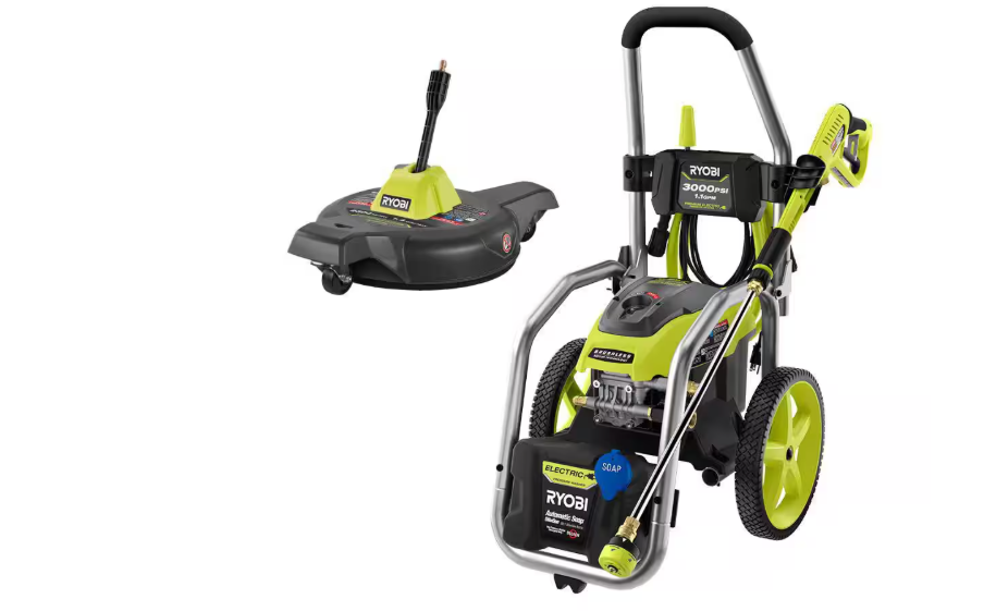 3000 PSI, 1.1 GPM Cold Water Electric Pressure Washer and 12-Inch Surface Cleaner with Caster Wheels