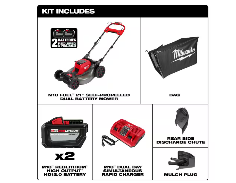M18 FUEL 21-inch Dual Battery Brushless Cordless Self-Propelled Riding Mower with (2) 12.0 Ah Batteries and Rapid Charger