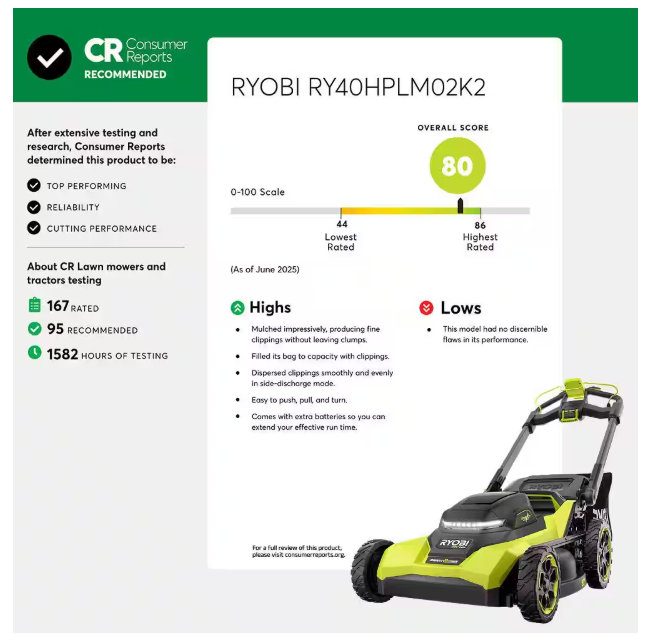 21-inch 40V HP Brushless Cordless Self-Propelled Lawn Mower with Multiple Blades and (2) 6.0 Ah Batteries and Charger