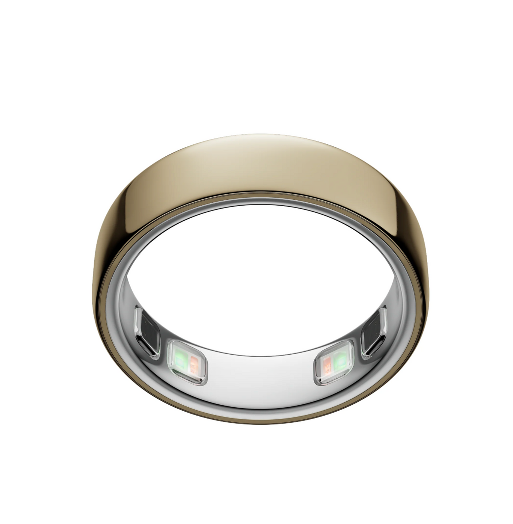 Oura Ring 5 - Golden - the Smallest Smart Ring in the World - Sleep, Activity, Women's Health, AI Advisor, 1 Week Battery Life, Choose the Size Before You Buy, Compatible with Android and iOS. SIZE 10