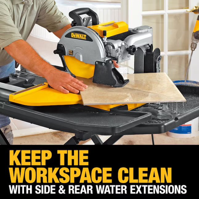 DEWALT 15A Wet Bridge Sliding Table Tile Saw with 10-Inch Blade and Stand