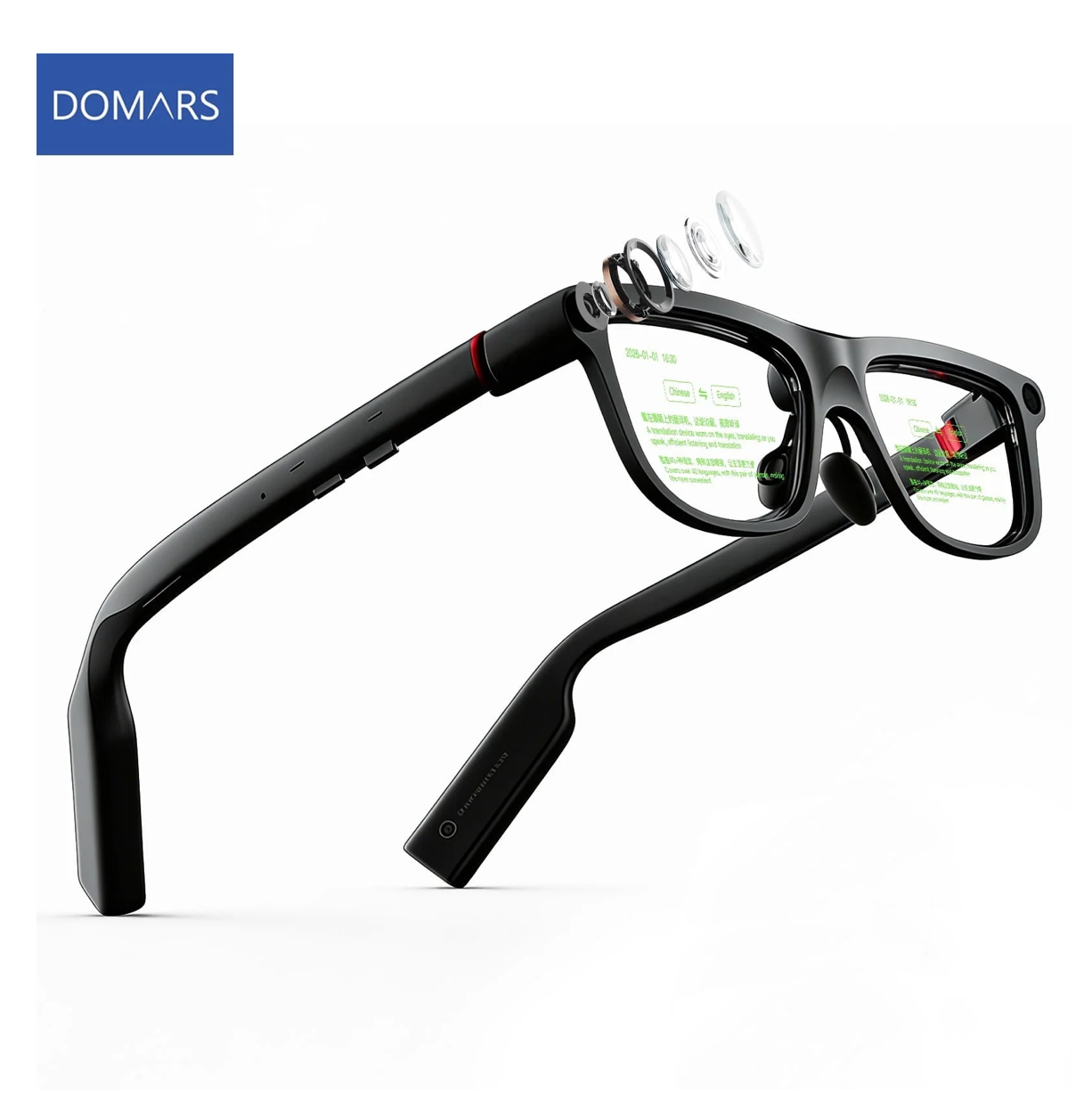 AI Smart Glasses with AR Display, 15 Languages, Real-Time Translation and Invisible Teleprompter, Bluetooth for Travel, Business, and Speaking (Unisex)