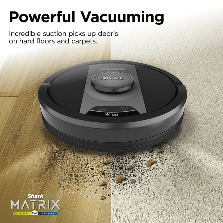 Matrix Shark 2-in-1 Robot Vacuum and Mop with No-Miss Spot Cleaning on Carpets and Hard Floors, Home Mapping, RV2400WD