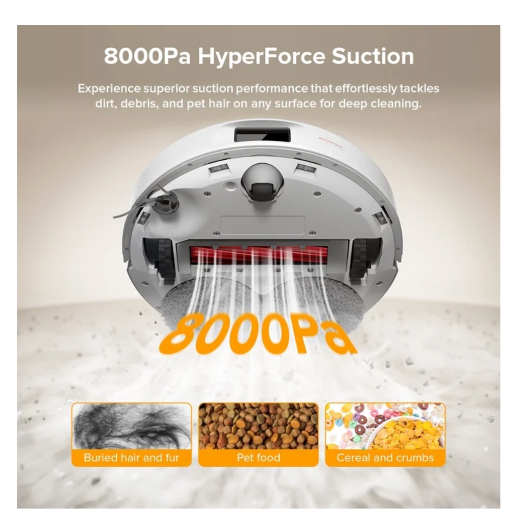 Roborock Qrevo Series Robot Vacuum and Mop, Automatic Mop for Washing and Drying, 8000Pa Suction, Self-Emptying, Anti-Tangle Brushes, Intelligent Obstacle Avoidance (QV 35A)